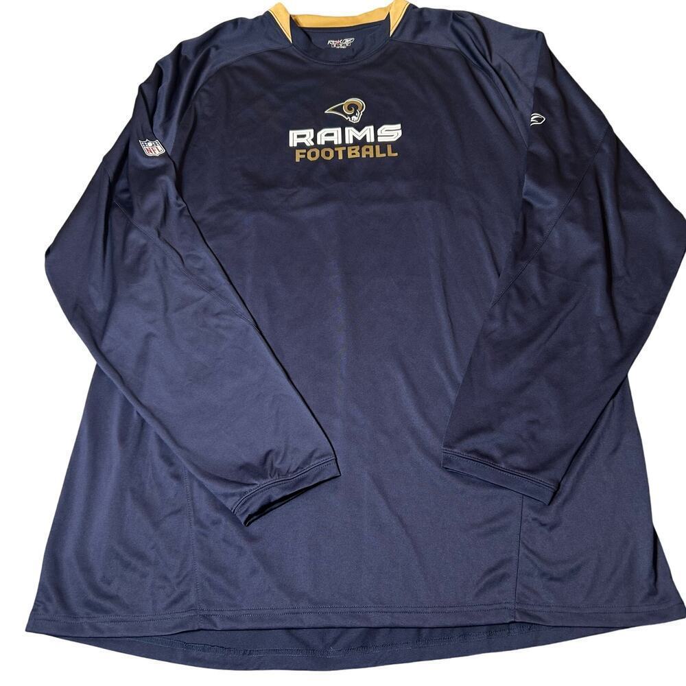 Los Angeles Rams Football Top Reebook Men XL Blue Long Sleeve Crew Neck Pullover